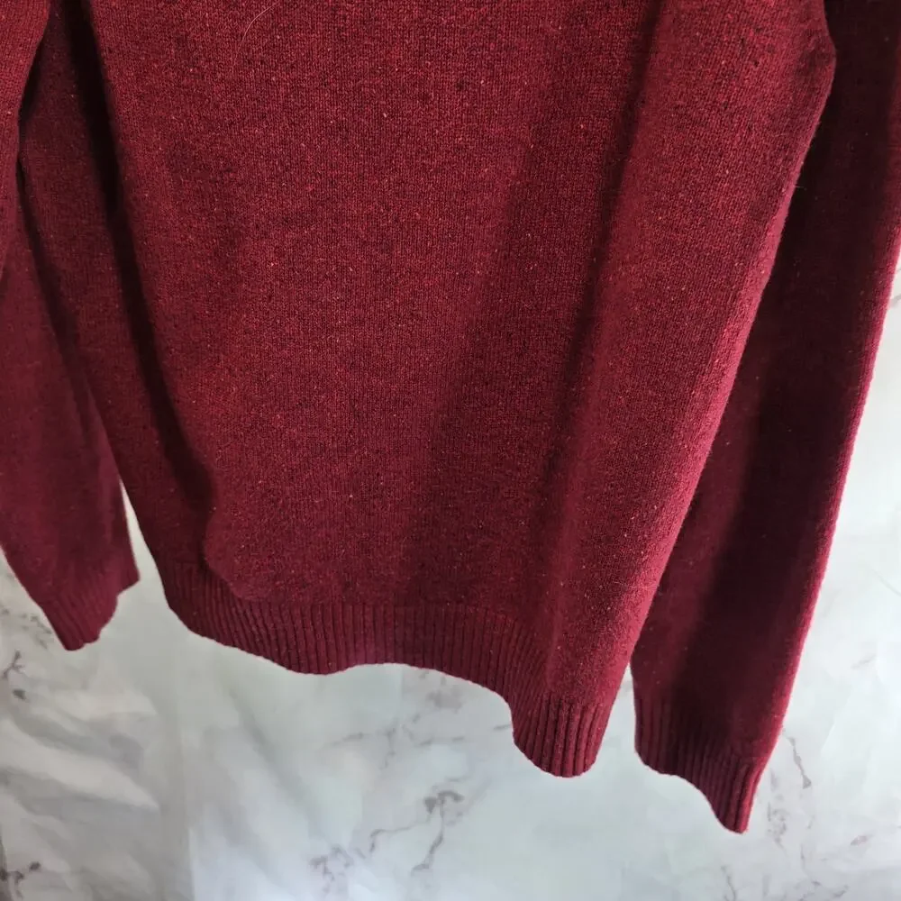 Lands End Sweater Mens Medium Red Lambswool Wool Vintage Crew Neck 90s